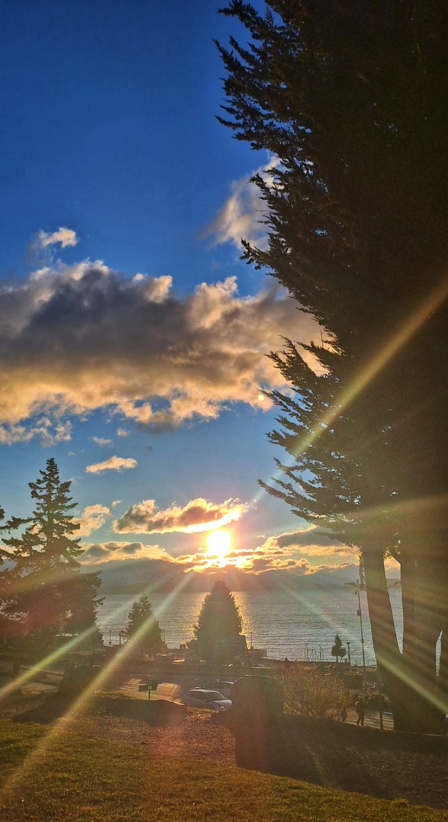 Sunset landscape by the lake in Bariloche